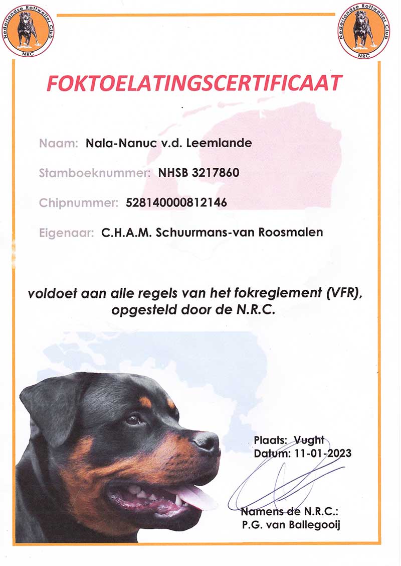 afbeelding foktoelatingskaart Nanuc